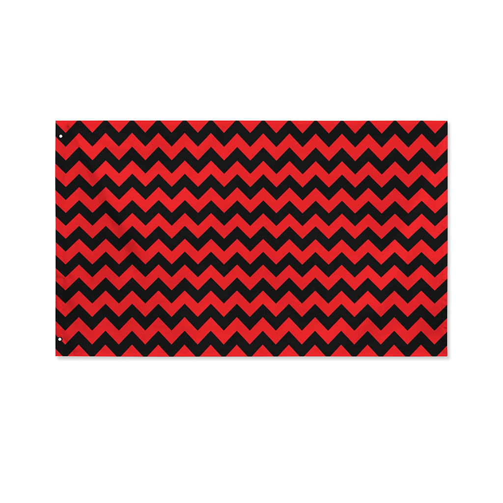Red And Black Chevron Pattern Print Polyester Flag