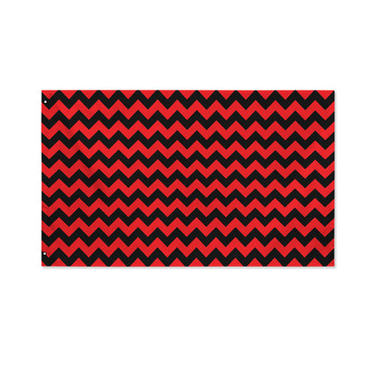 Red And Black Chevron Pattern Print Polyester Flag