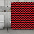 Red And Black Chevron Pattern Print Polyester Shower Curtain