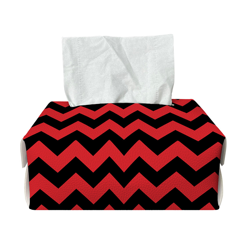 Red And Black Chevron Pattern Print Rectangle Tissue Box Cover