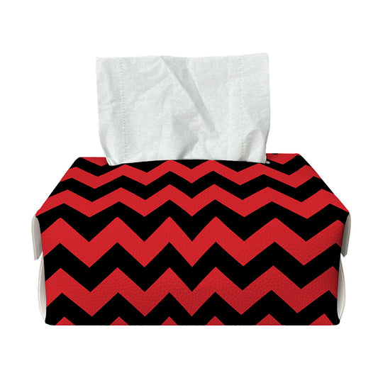 Red And Black Chevron Pattern Print Rectangle Tissue Box Cover