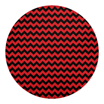 Red And Black Chevron Pattern Print Round Blanket