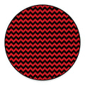 Red And Black Chevron Pattern Print Round Floor Mat