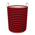 Red And Black Chevron Pattern Print Round Laundry Basket
