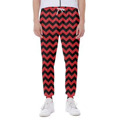 Red And Black Chevron Pattern Print Scuba Joggers