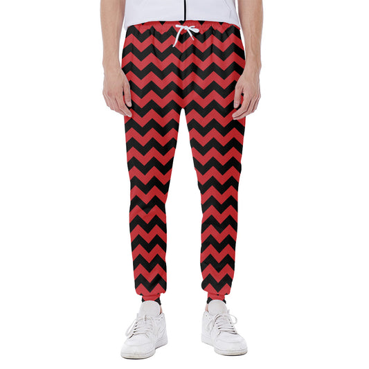 Red And Black Chevron Pattern Print Scuba Joggers