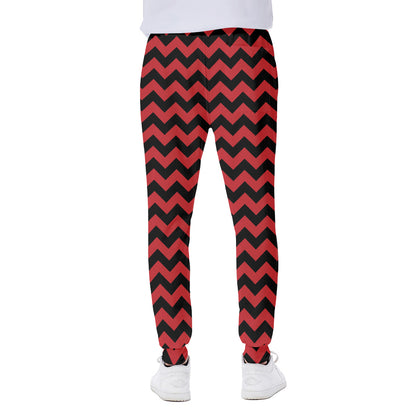 Red And Black Chevron Pattern Print Scuba Joggers