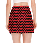 Red And Black Chevron Pattern Print Side Slit Mini Skirt