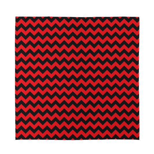 Red And Black Chevron Pattern Print Silk Bandana