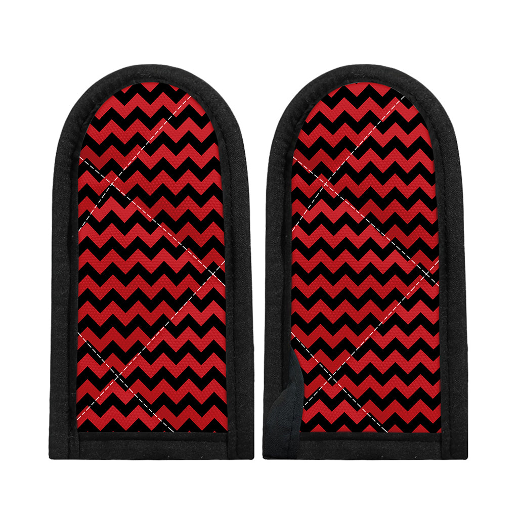 Red And Black Chevron Pattern Print Skillet Handle Cover