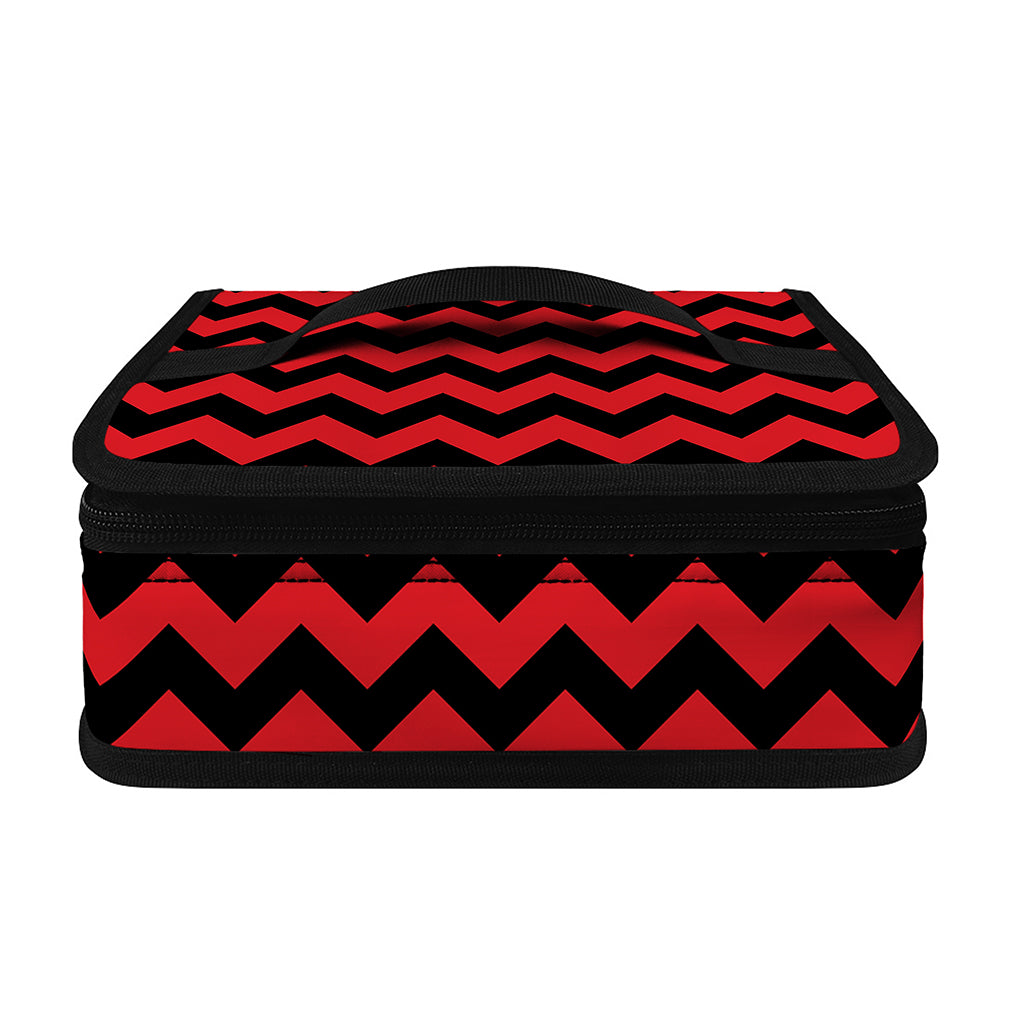 Red And Black Chevron Pattern Print Small Lunch Bag