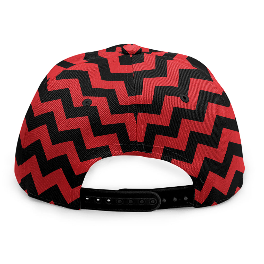 Red And Black Chevron Pattern Print Snapback Cap