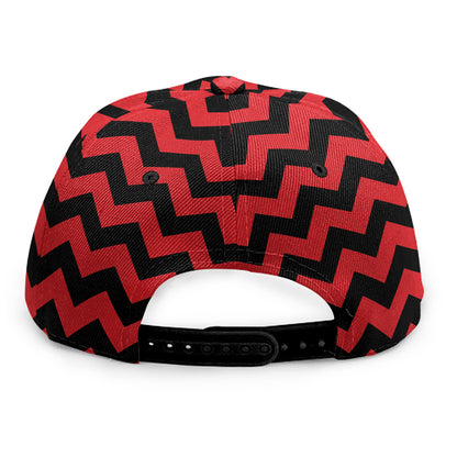 Red And Black Chevron Pattern Print Snapback Cap