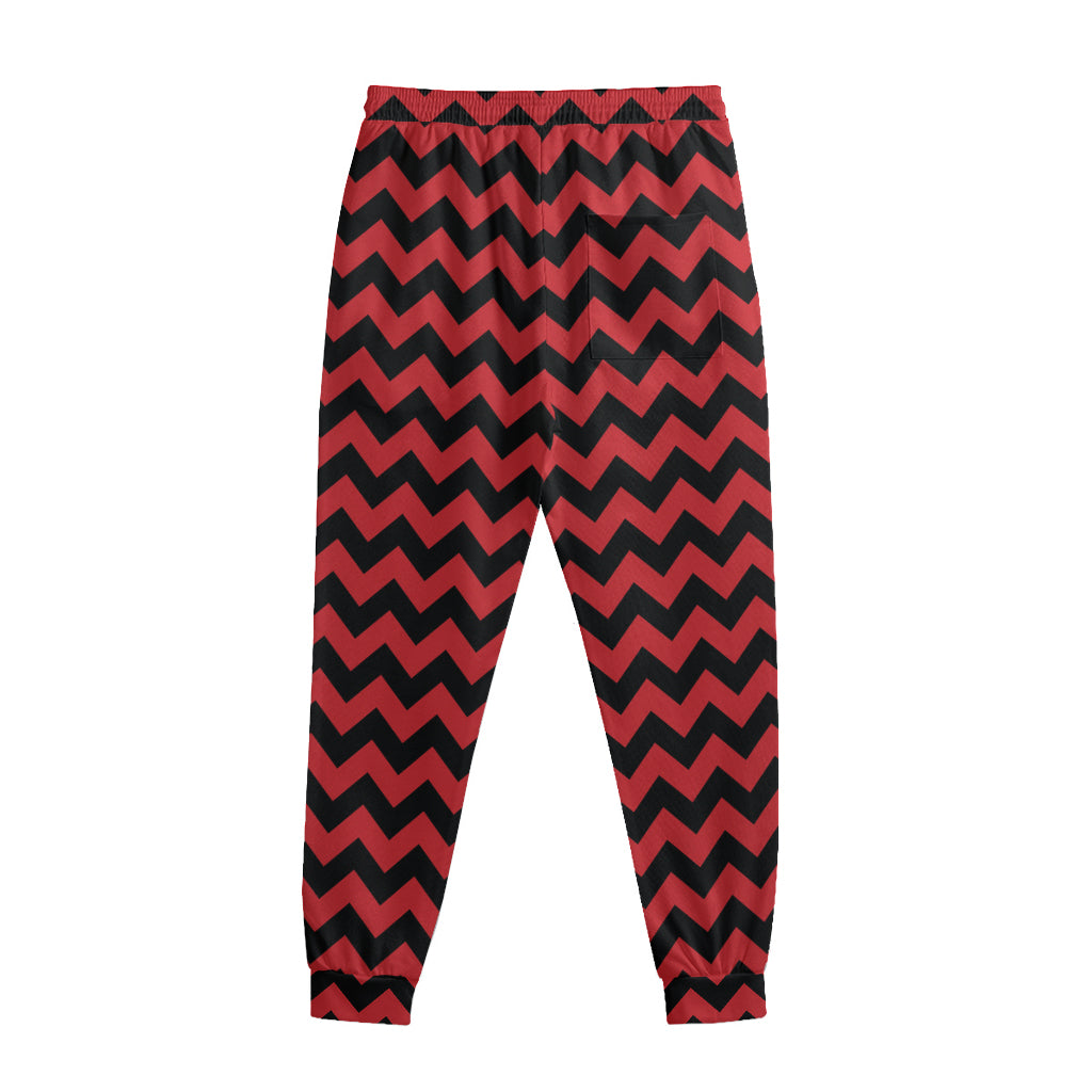 Red And Black Chevron Pattern Print Sweatpants