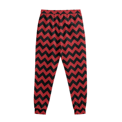 Red And Black Chevron Pattern Print Sweatpants