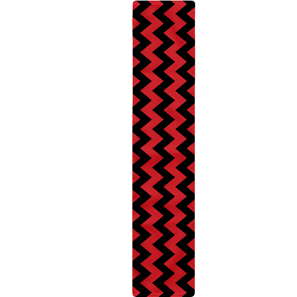 Red And Black Chevron Pattern Print Table Runner