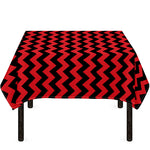Red And Black Chevron Pattern Print Tablecloth