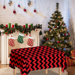 Red And Black Chevron Pattern Print Tablecloth