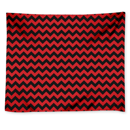 Red And Black Chevron Pattern Print Tapestry