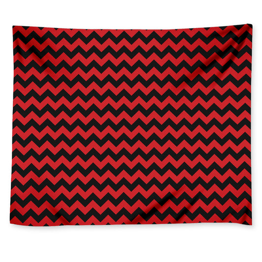 Red And Black Chevron Pattern Print Tapestry
