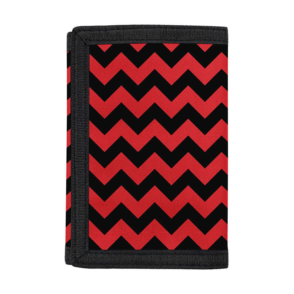 Red And Black Chevron Pattern Print Trifold Wallet