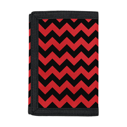 Red And Black Chevron Pattern Print Trifold Wallet