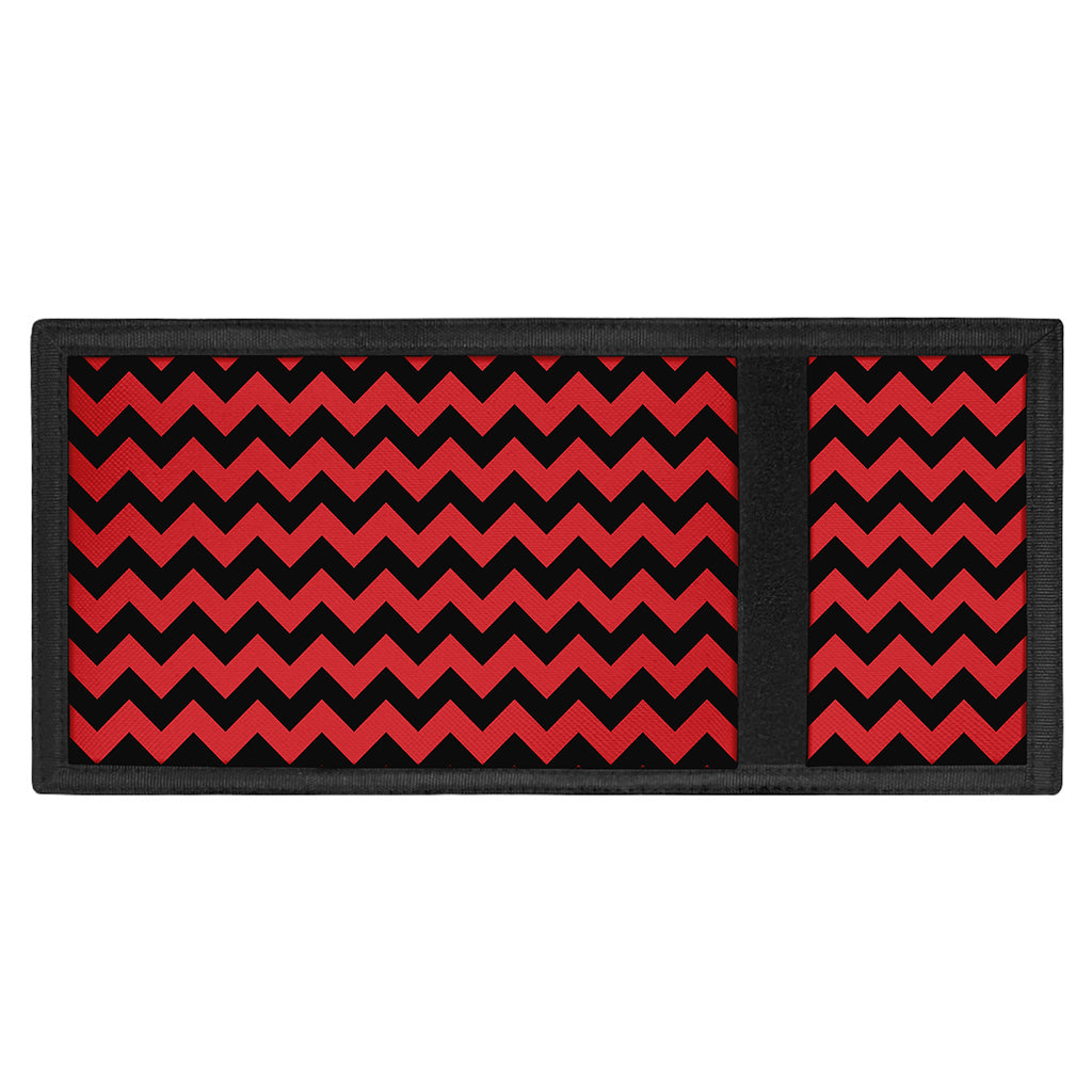 Red And Black Chevron Pattern Print Trifold Wallet