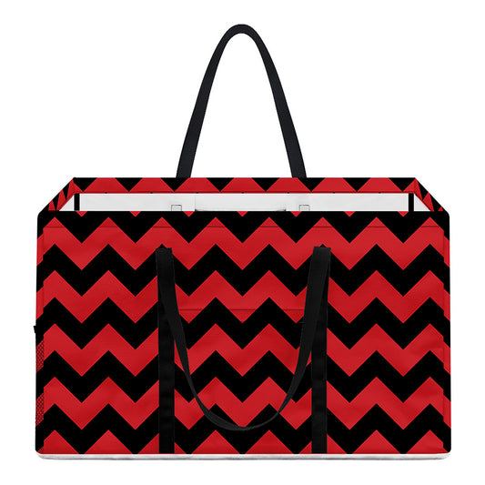 Red And Black Chevron Pattern Print Utility Tote Bag