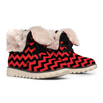 Red And Black Chevron Pattern Print Winter Boots