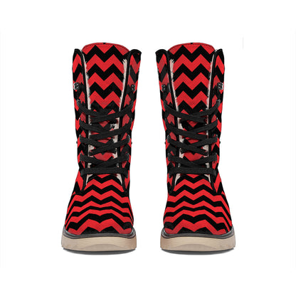 Red And Black Chevron Pattern Print Winter Boots