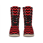 Red And Black Chevron Pattern Print Winter Boots