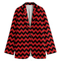 Red And Black Chevron Pattern Print Women's Cotton Blazer