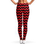 Red And Black Chevron Pattern Print Women's Leggings