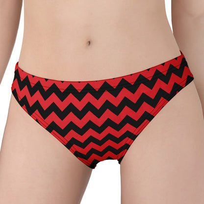 Red And Black Chevron Pattern Print Women's Panties