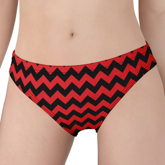 Red And Black Chevron Pattern Print Women's Panties