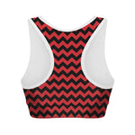 Red And Black Chevron Pattern Print Women's Sports Bra