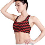 Red And Black Chevron Pattern Print Women's Sports Bra