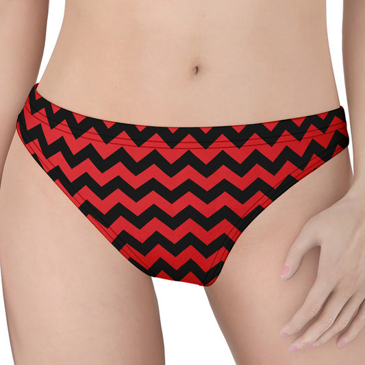 Red And Black Chevron Pattern Print Women's Thong