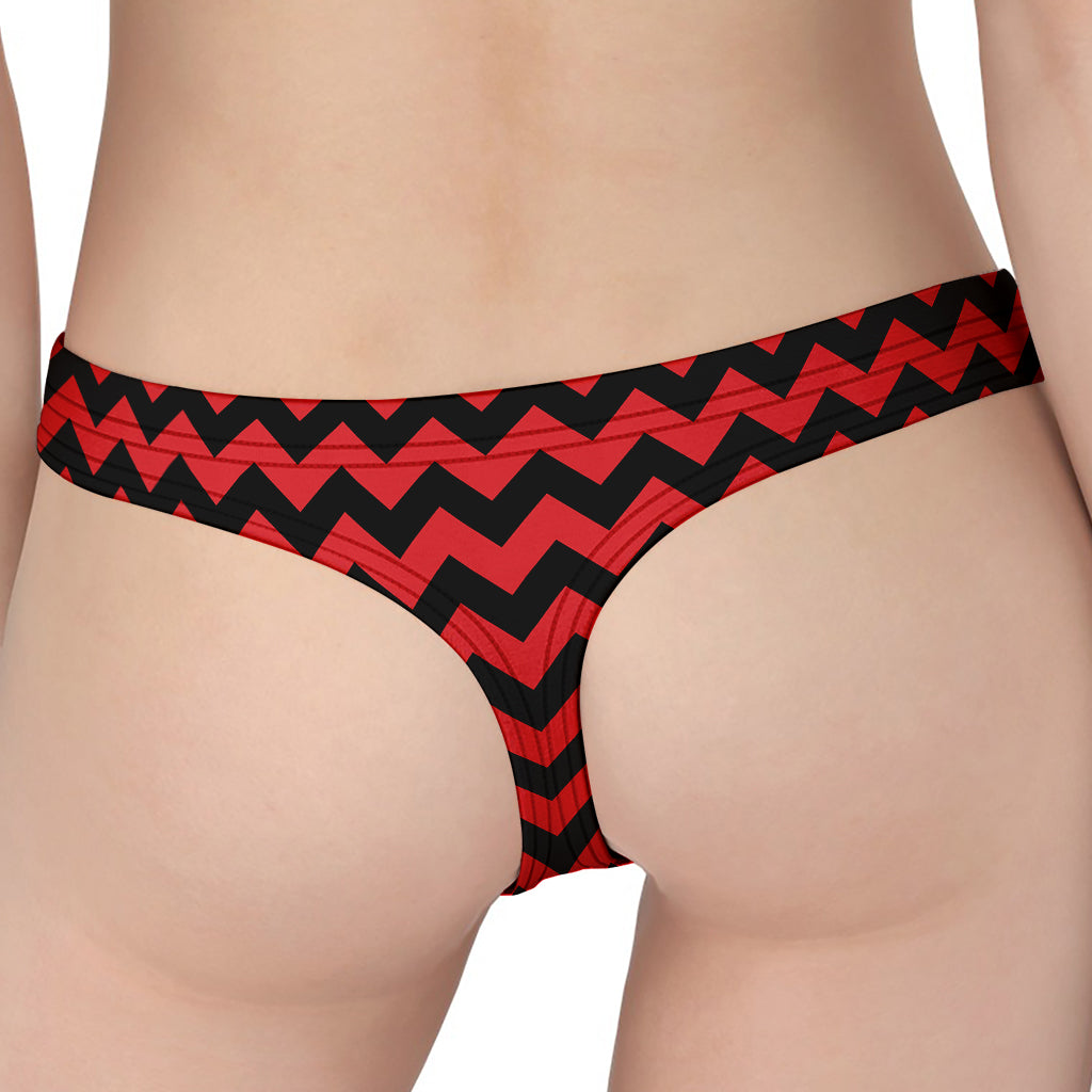 Red And Black Chevron Pattern Print Women's Thong