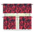 Red And Black Digital Camo Pattern Print 3 Piece Kitchen Curtains