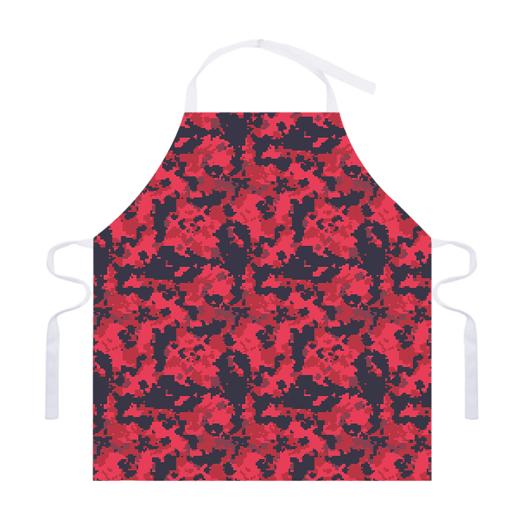 Red And Black Digital Camo Pattern Print Adjustable Apron