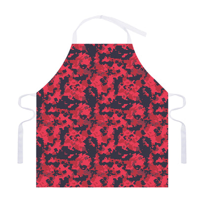 Red And Black Digital Camo Pattern Print Adjustable Apron
