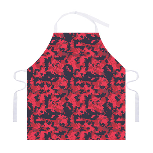 Red And Black Digital Camo Pattern Print Adjustable Apron