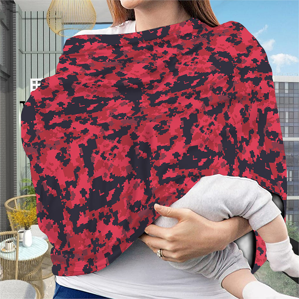 Red And Black Digital Camo Pattern Print Baby Seat Cover