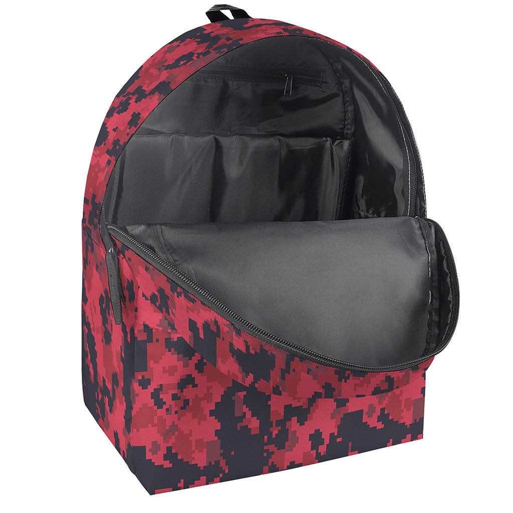 Red And Black Digital Camo Pattern Print Backpack