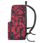 Red And Black Digital Camo Pattern Print Backpack