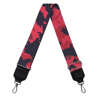 Red And Black Digital Camo Pattern Print Bag Strap