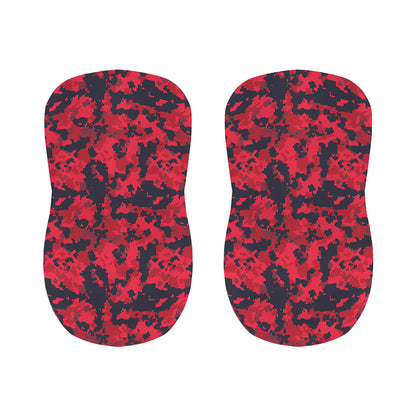 Red And Black Digital Camo Pattern Print Bar Stool Covers