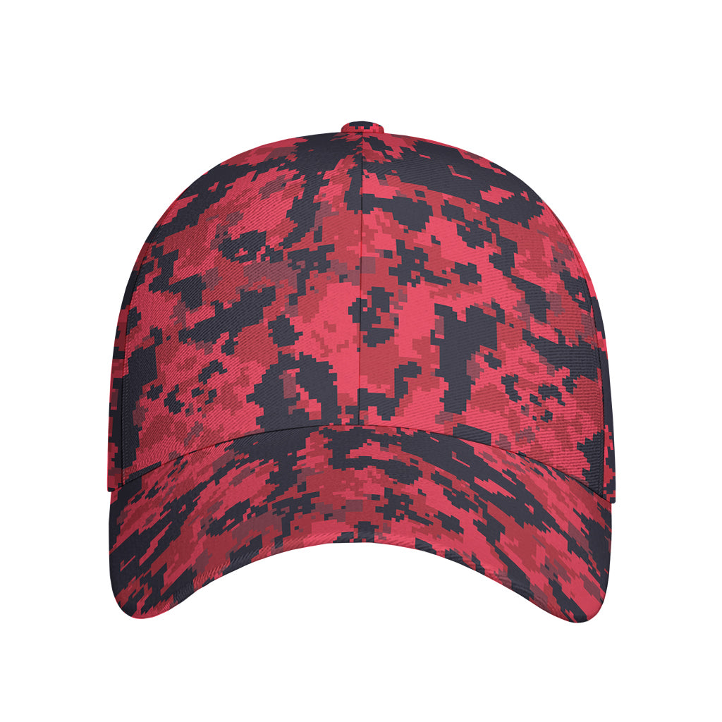 Red And Black Digital Camo Pattern Print Baseball Cap