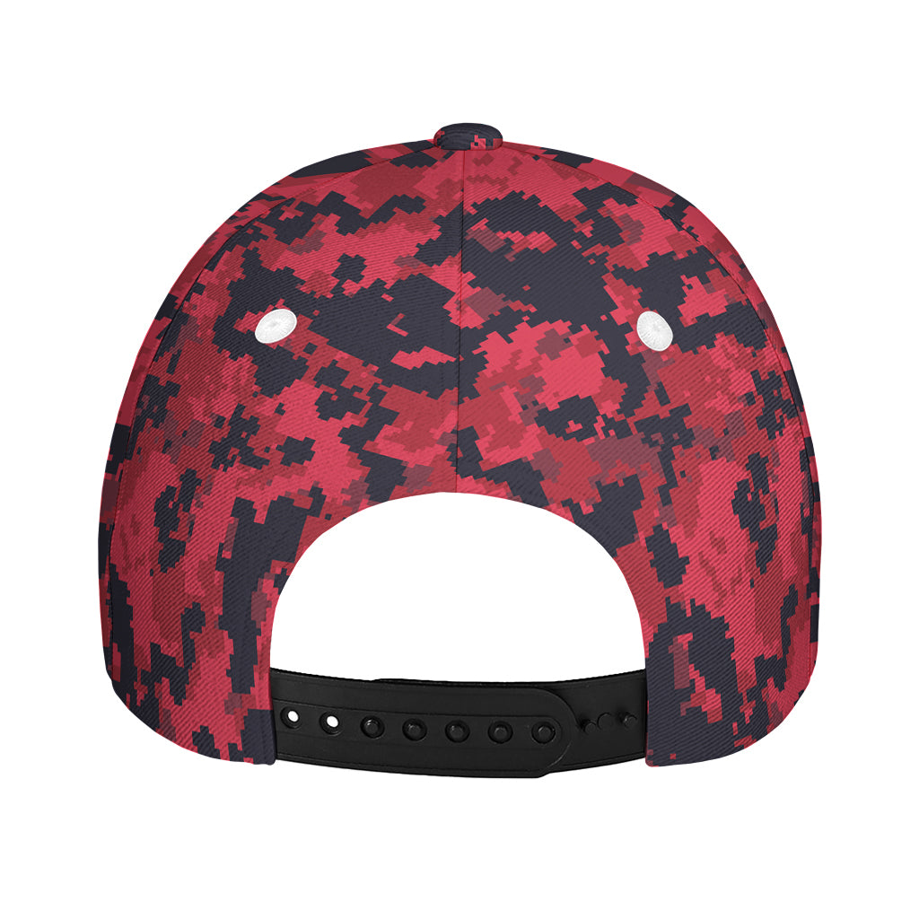 Red And Black Digital Camo Pattern Print Baseball Cap